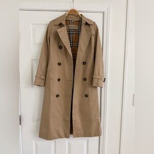 Burberry Beige Check Lined Coat